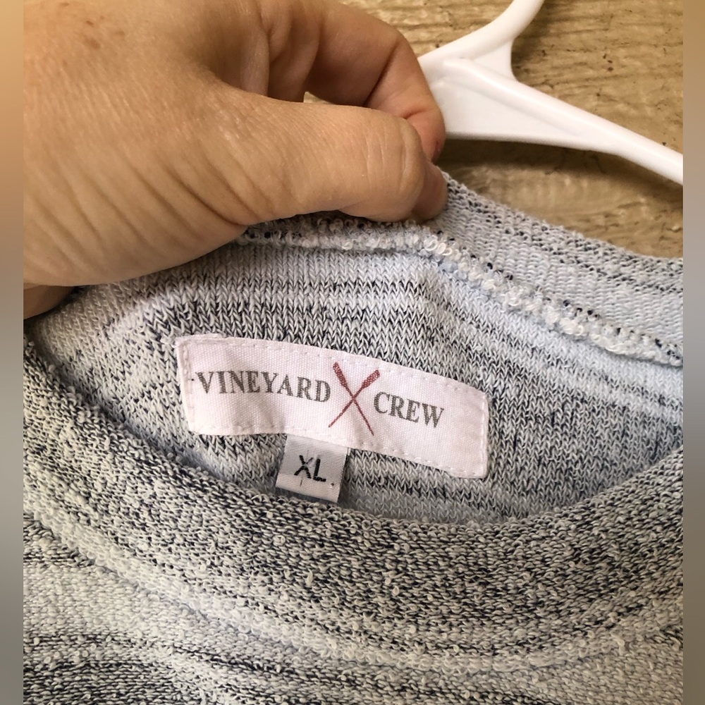 Gray and White Striped Sweater Vinyard Crew - Picture 3 of 5